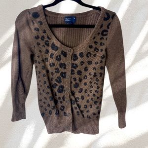 American Eagle Outfitters Button Down Cheetah Sweater